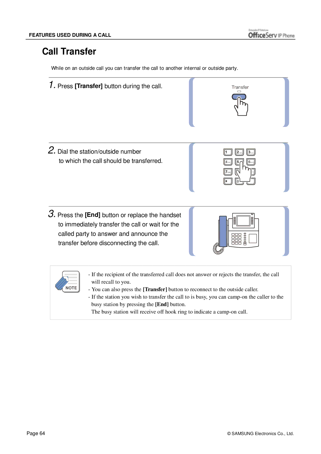 Siemens ITP-5012L manual Call Transfer 