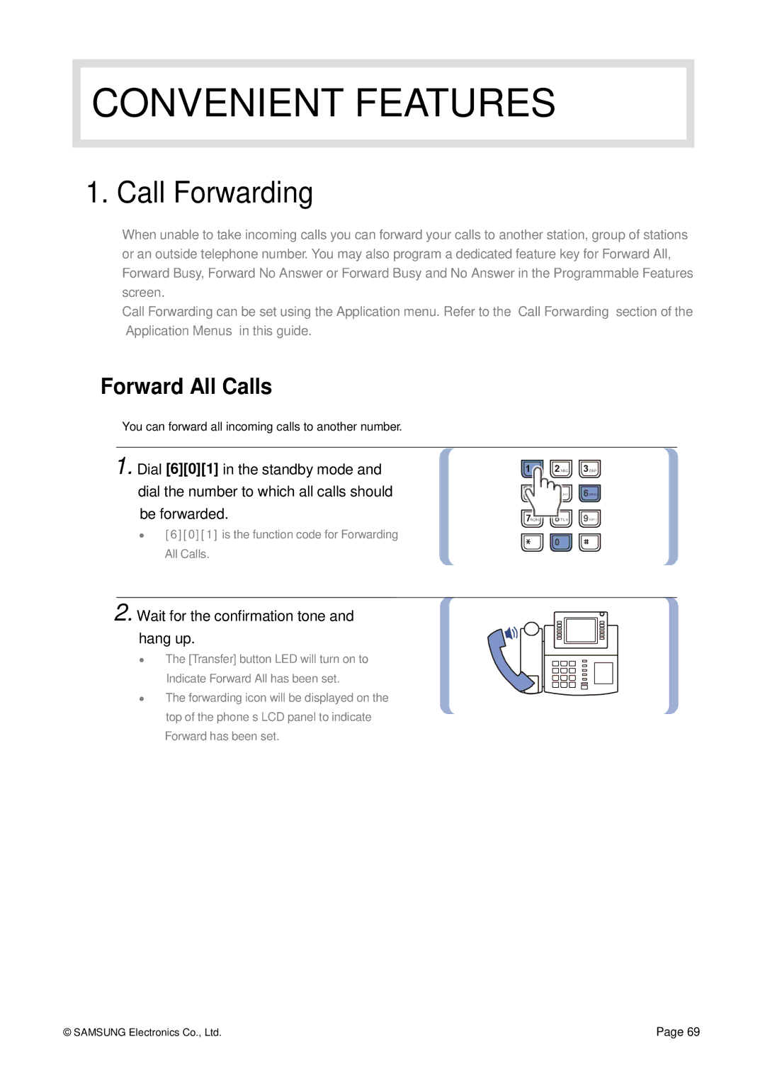 Siemens ITP-5012L manual Convenient Features, Call Forwarding, Forward All Calls 