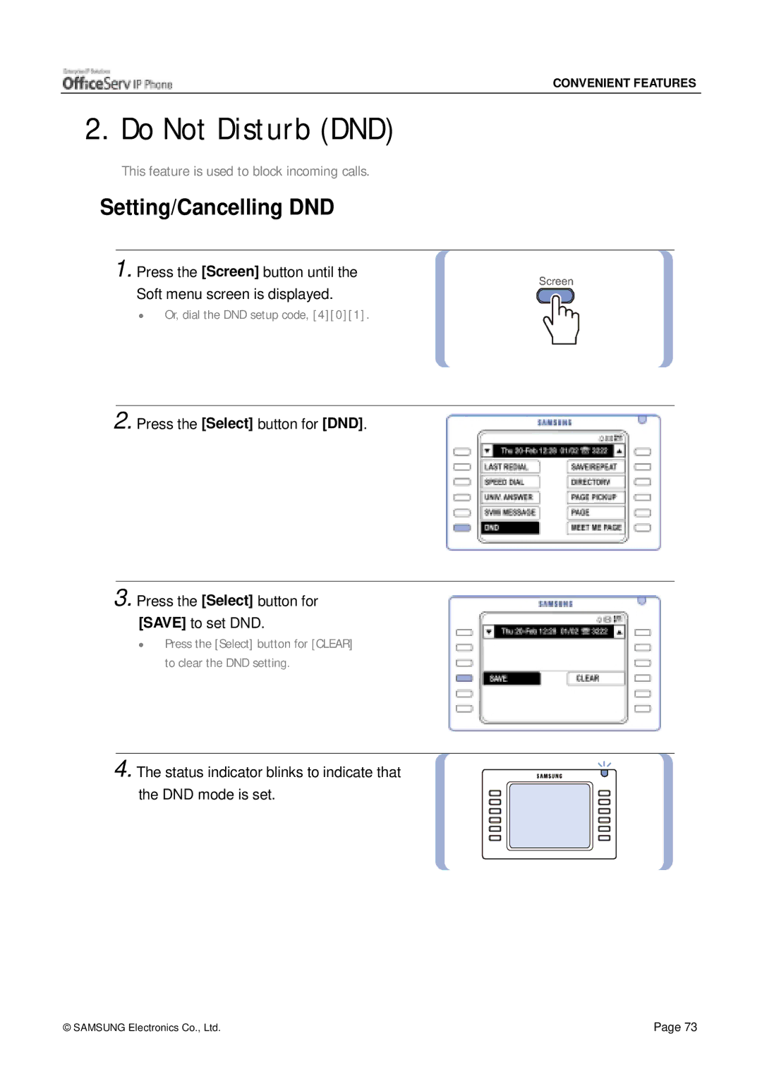 Siemens ITP-5012L manual Do Not Disturb DND, Setting/Cancelling DND 