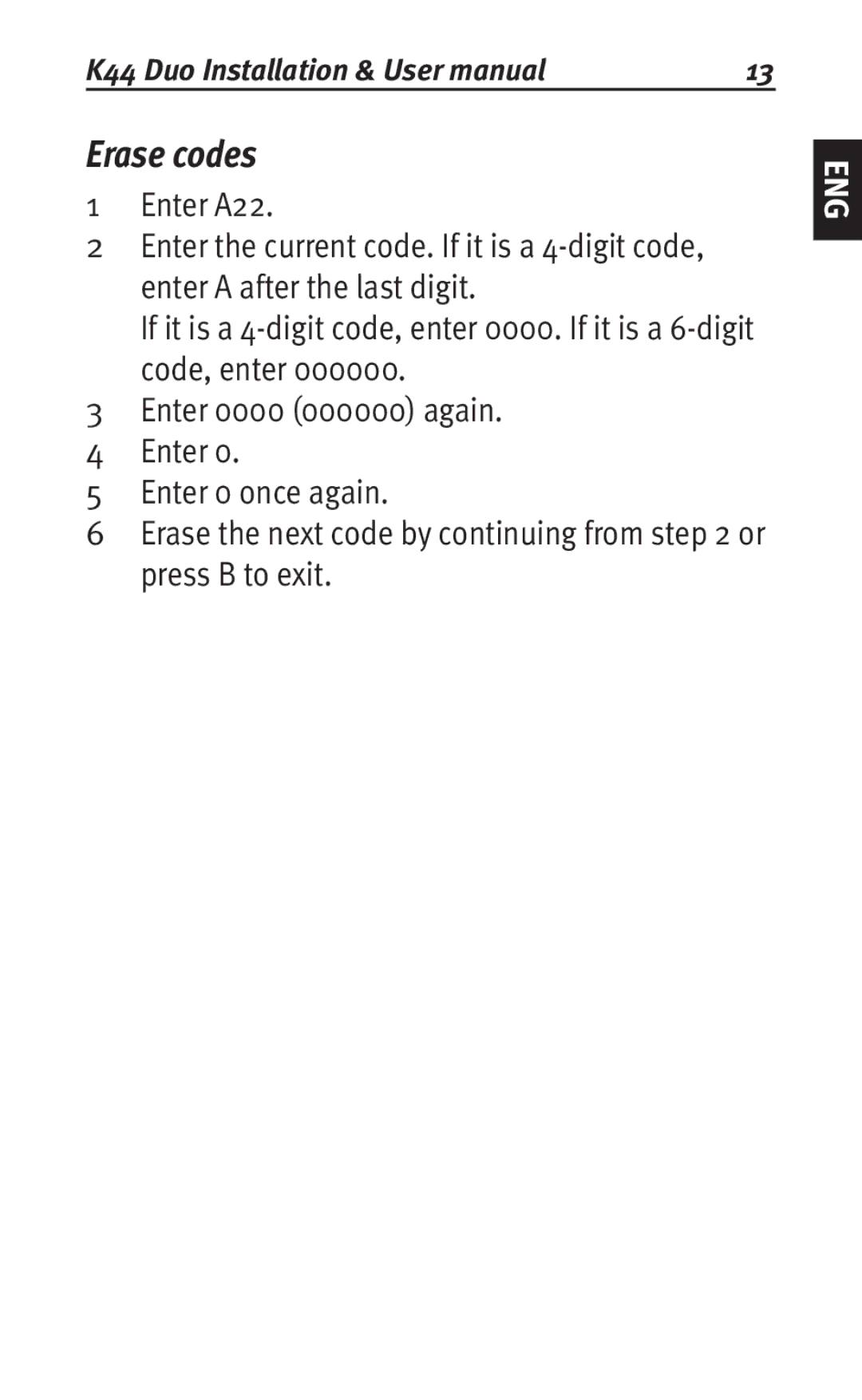 Siemens K44 user manual Erase codes 