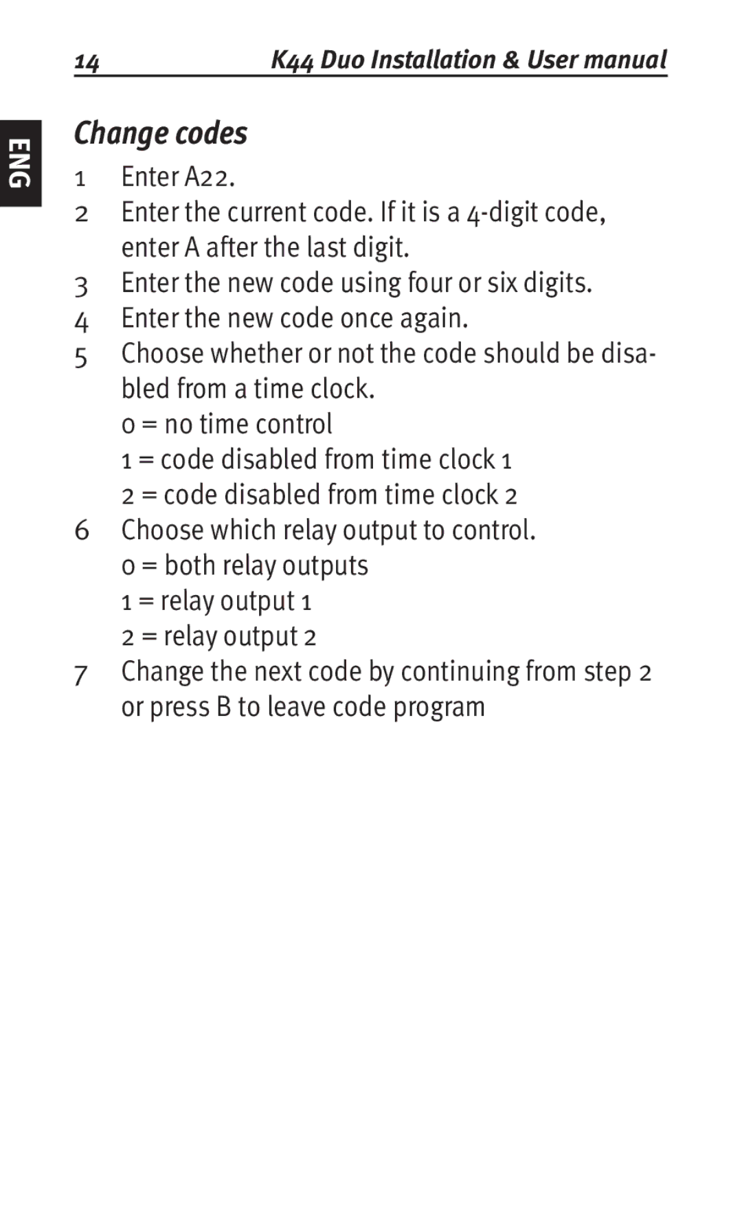 Siemens K44 user manual Change codes 