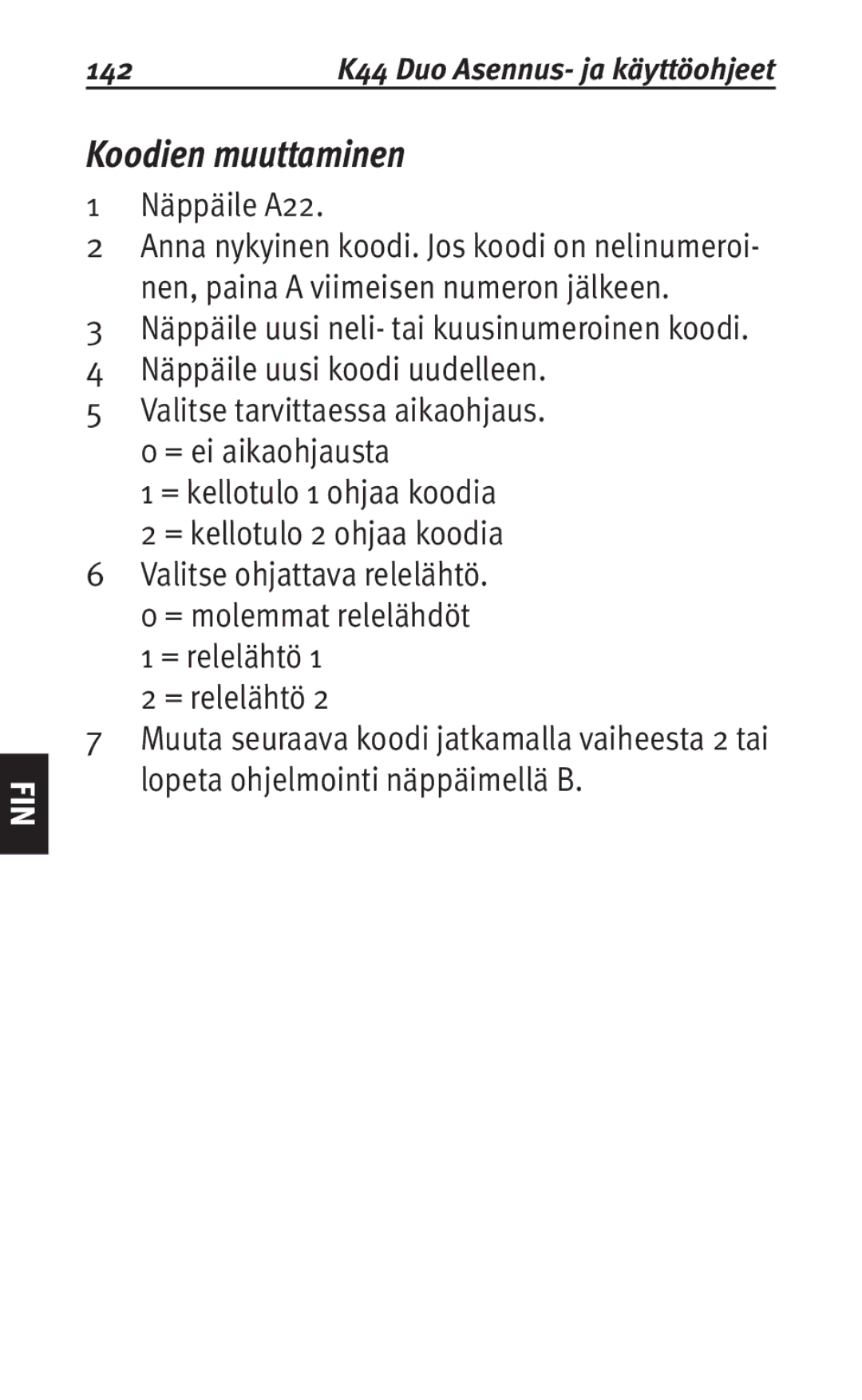 Siemens K44 user manual Koodien muuttaminen 