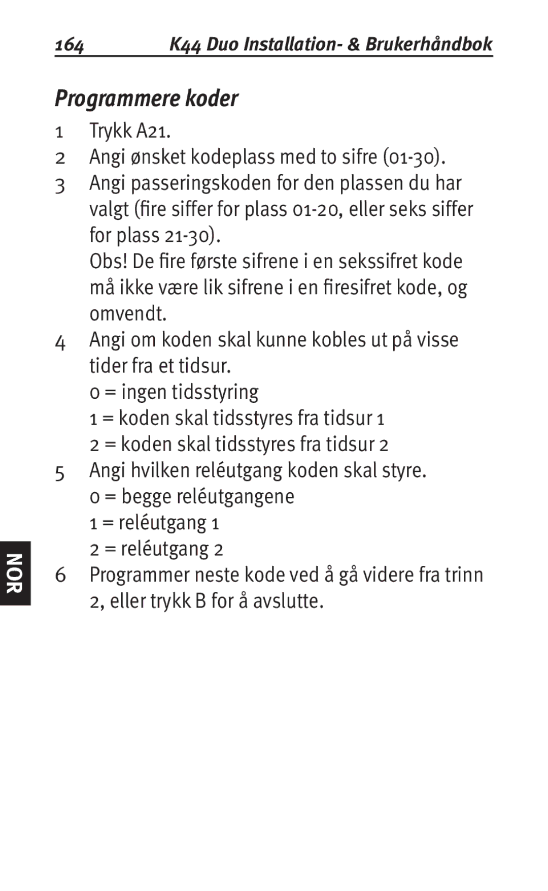 Siemens K44 user manual Programmere koder 