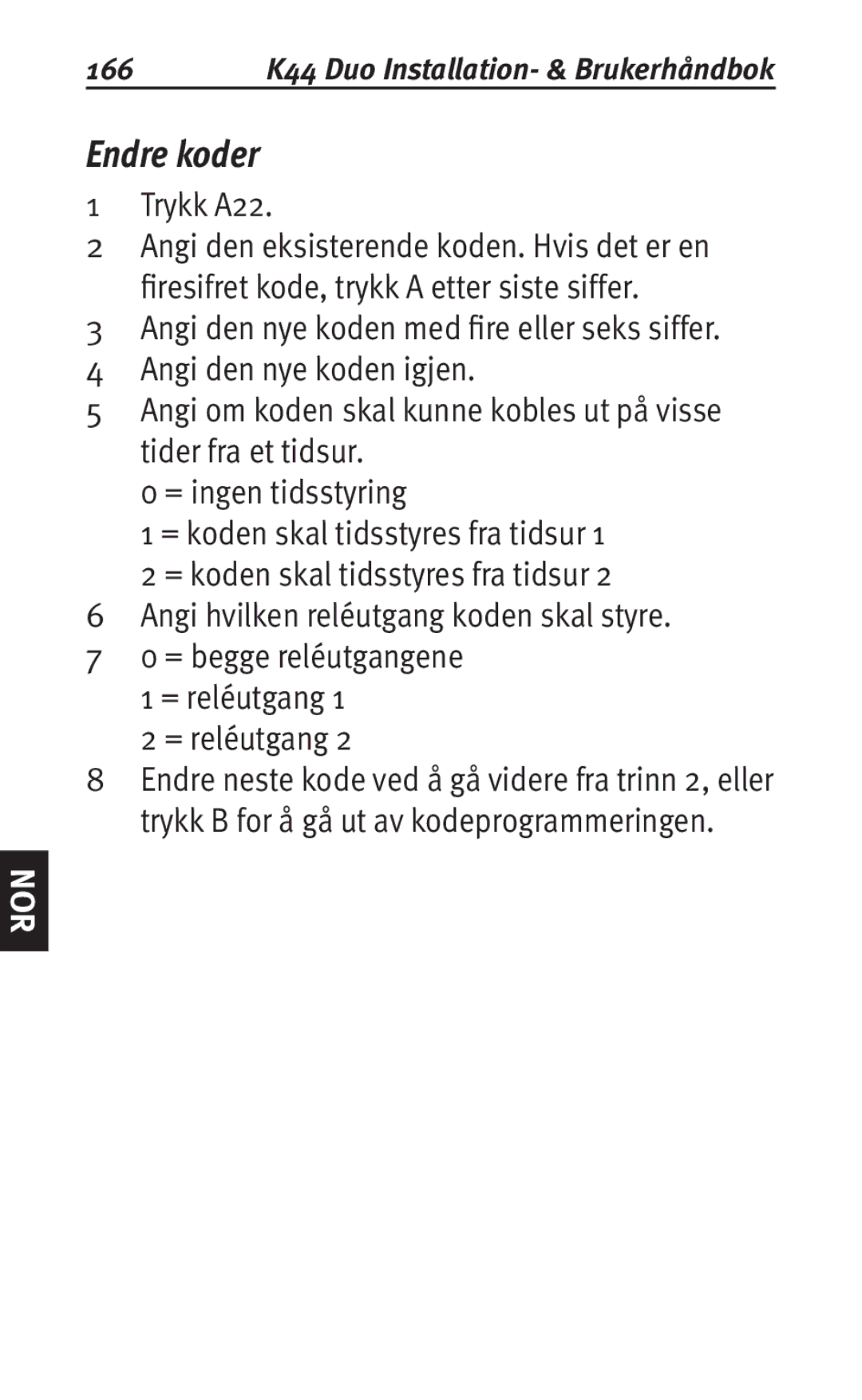 Siemens K44 user manual Endre koder 