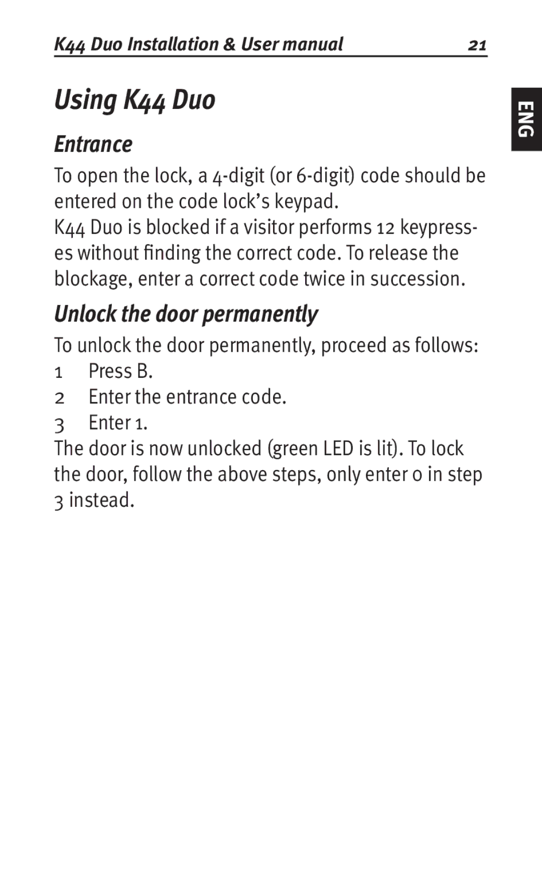 Siemens user manual Using K44 Duo, Entrance 