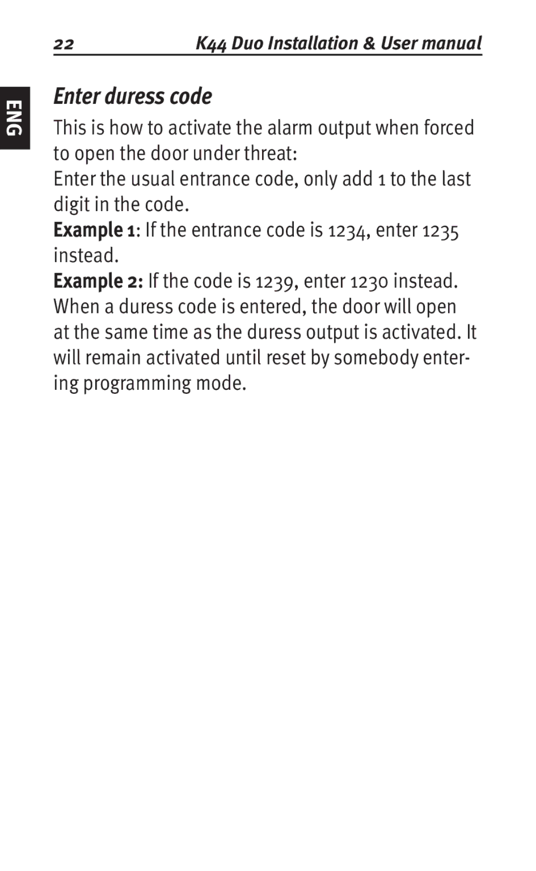 Siemens K44 user manual Enter duress code 