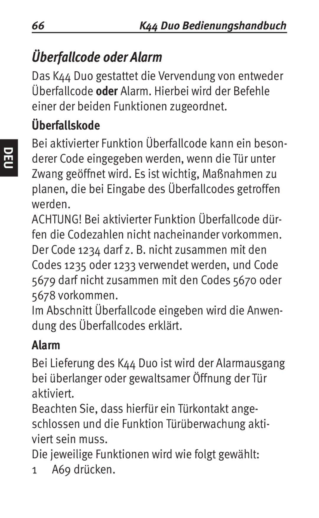 Siemens K44 user manual Überfallcode oder Alarm, Überfallskode 