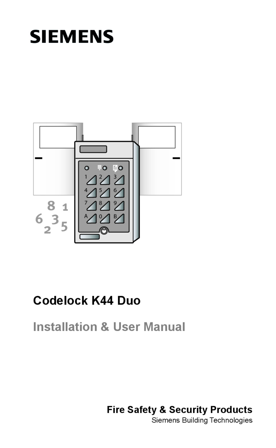 Siemens user manual 81 623, Codelock K44 Duo, Installation & User Manual 