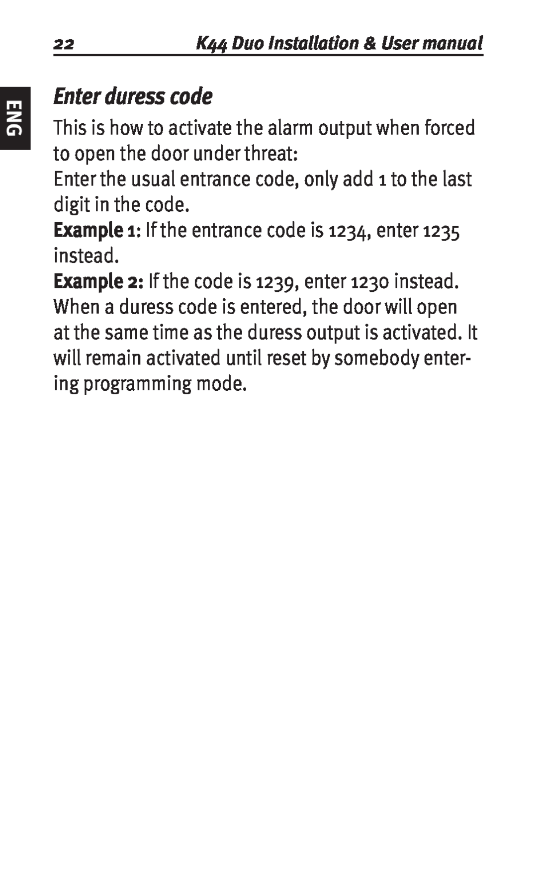 Siemens K44 user manual Enter duress code 