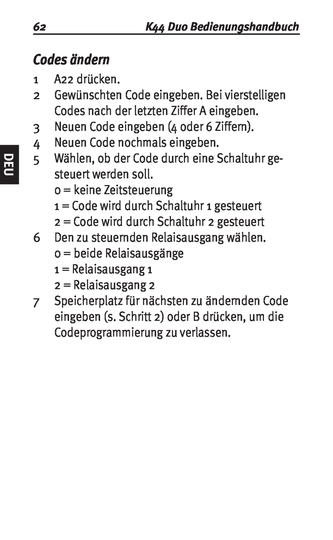 Siemens K44 user manual Codes ändern 