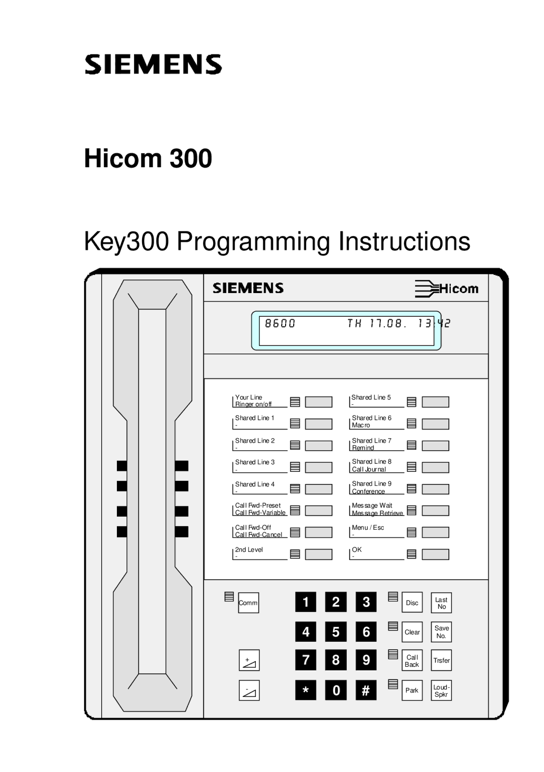 Siemens key 300 manual Hicom 