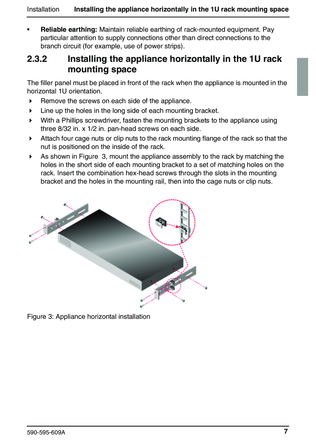 Siemens KVM s2-0411 manual Appliance horizontal installation 