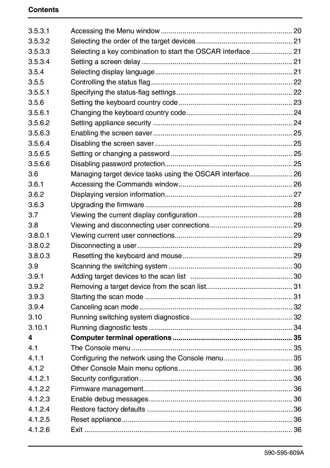 Siemens KVM s2-0411 manual Contents, Computer terminal operations 