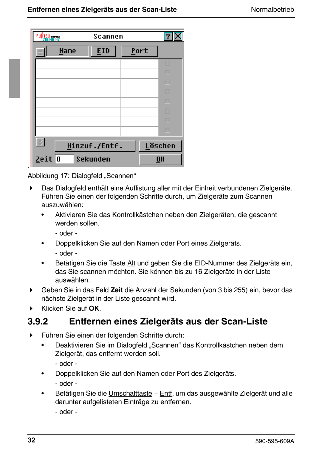 Siemens KVM s2-0411 manual Entfernen eines Zielgeräts aus der Scan-Liste 