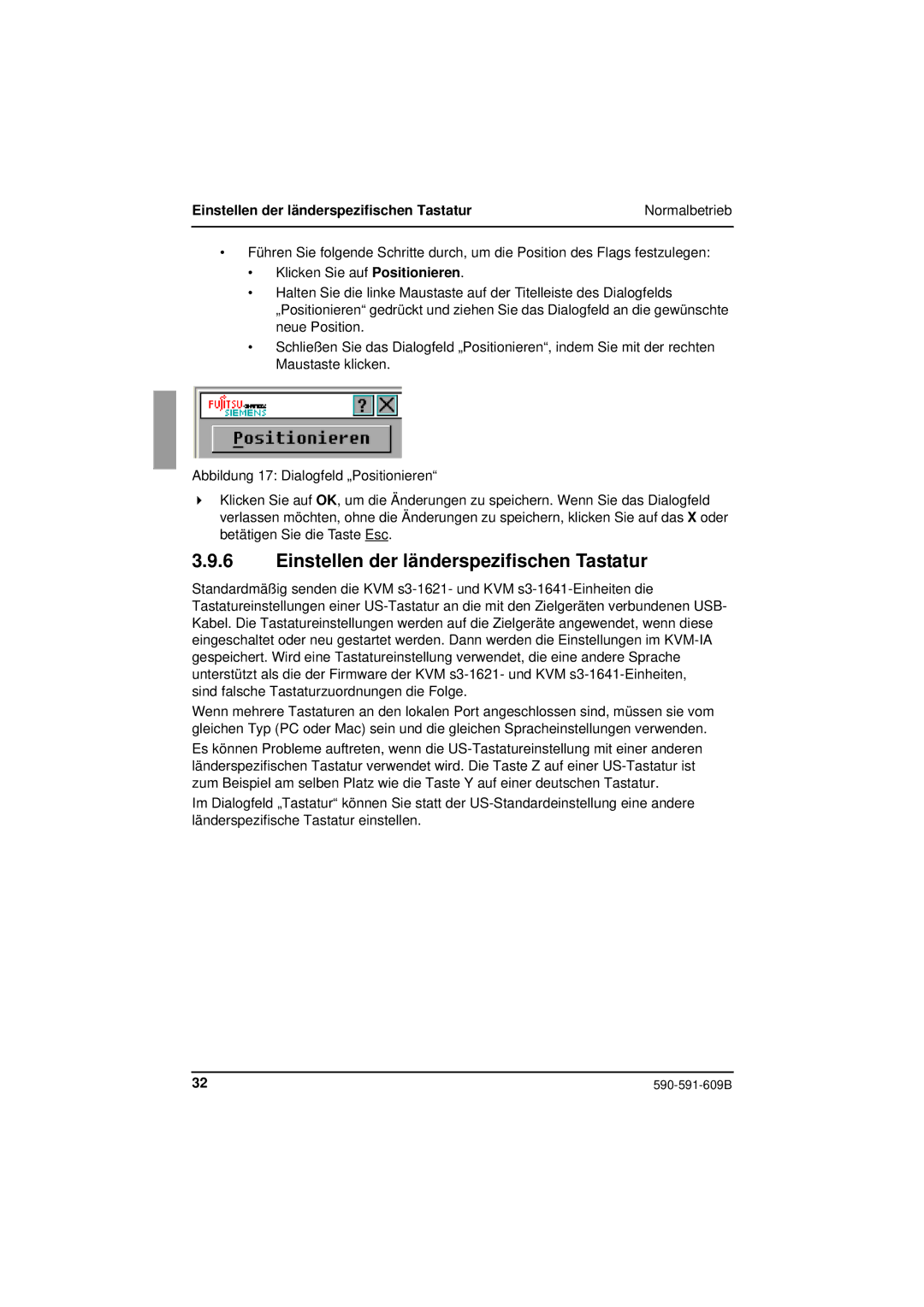 Siemens KVM series 3-1621 manual Einstellen der länderspezifischen Tastatur 