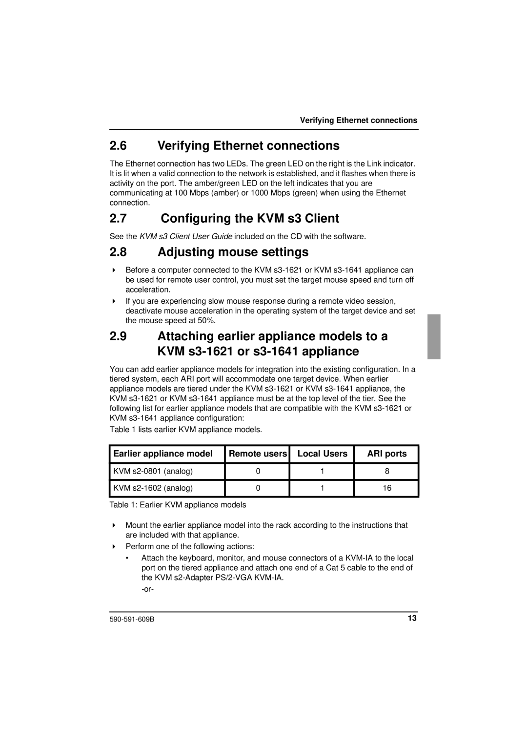 Siemens KVM series 3-1621 manual Verifying Ethernet connections, Configuring the KVM s3 Client, Adjusting mouse settings 