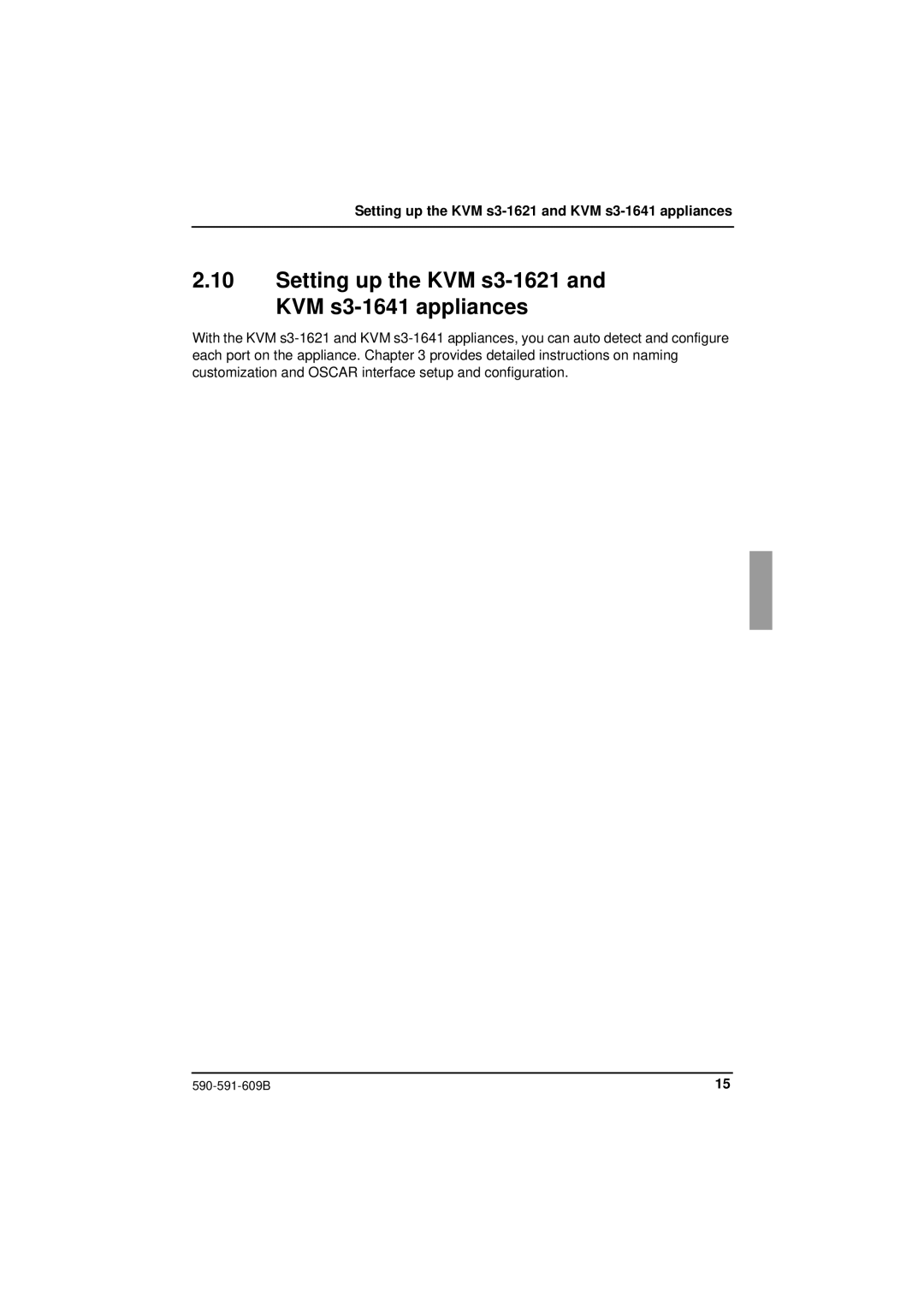 Siemens KVM series 3-1621 manual Setting up the KVM s3-1621 and KVM s3-1641 appliances 