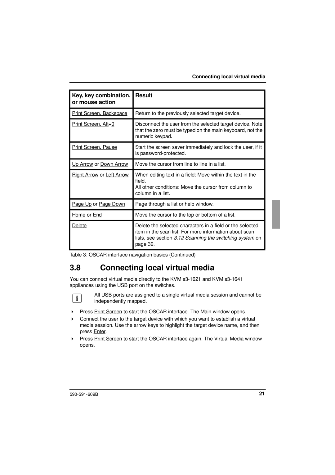 Siemens KVM series 3-1621 manual Connecting local virtual media 