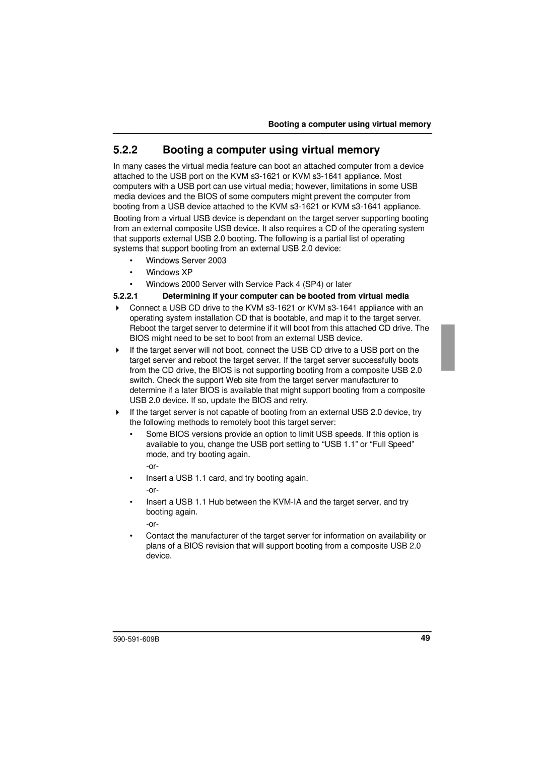 Siemens KVM series 3-1621 manual Booting a computer using virtual memory 