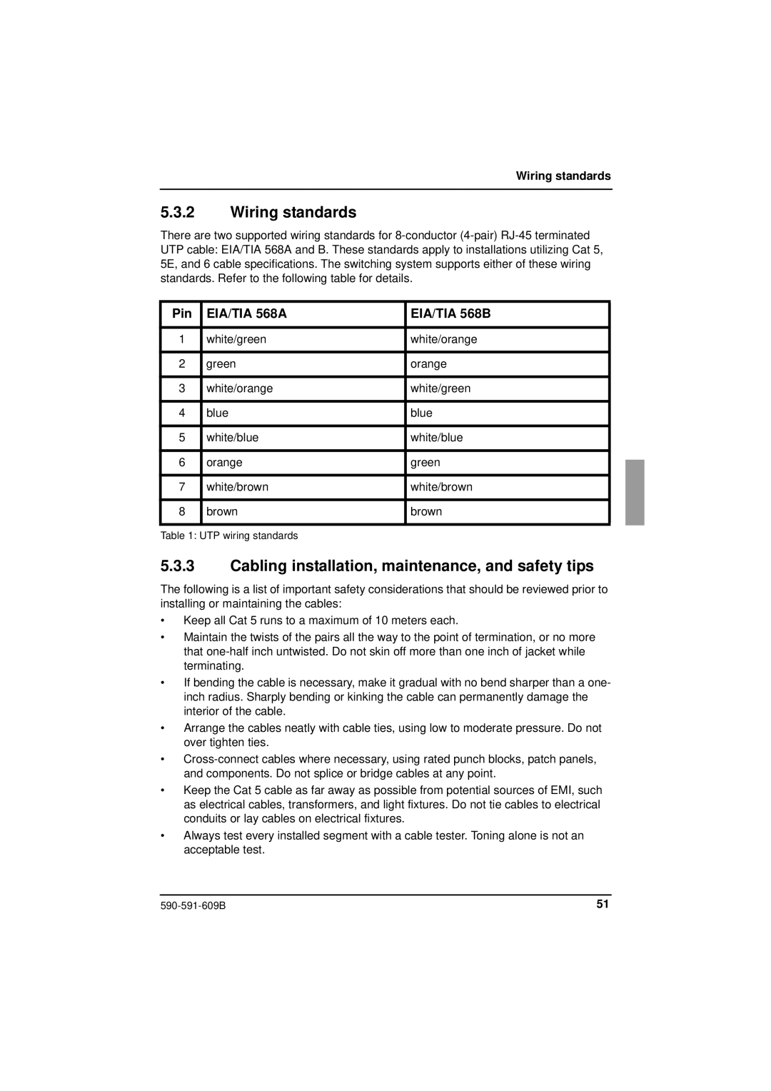 Siemens KVM series 3-1621 manual Wiring standards, Cabling installation, maintenance, and safety tips, Pin 