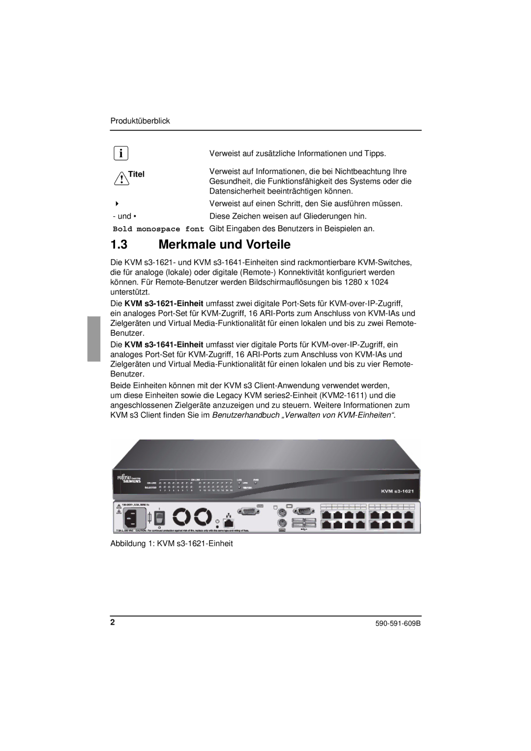 Siemens KVM series 3-1621 manual Merkmale und Vorteile, Titel 