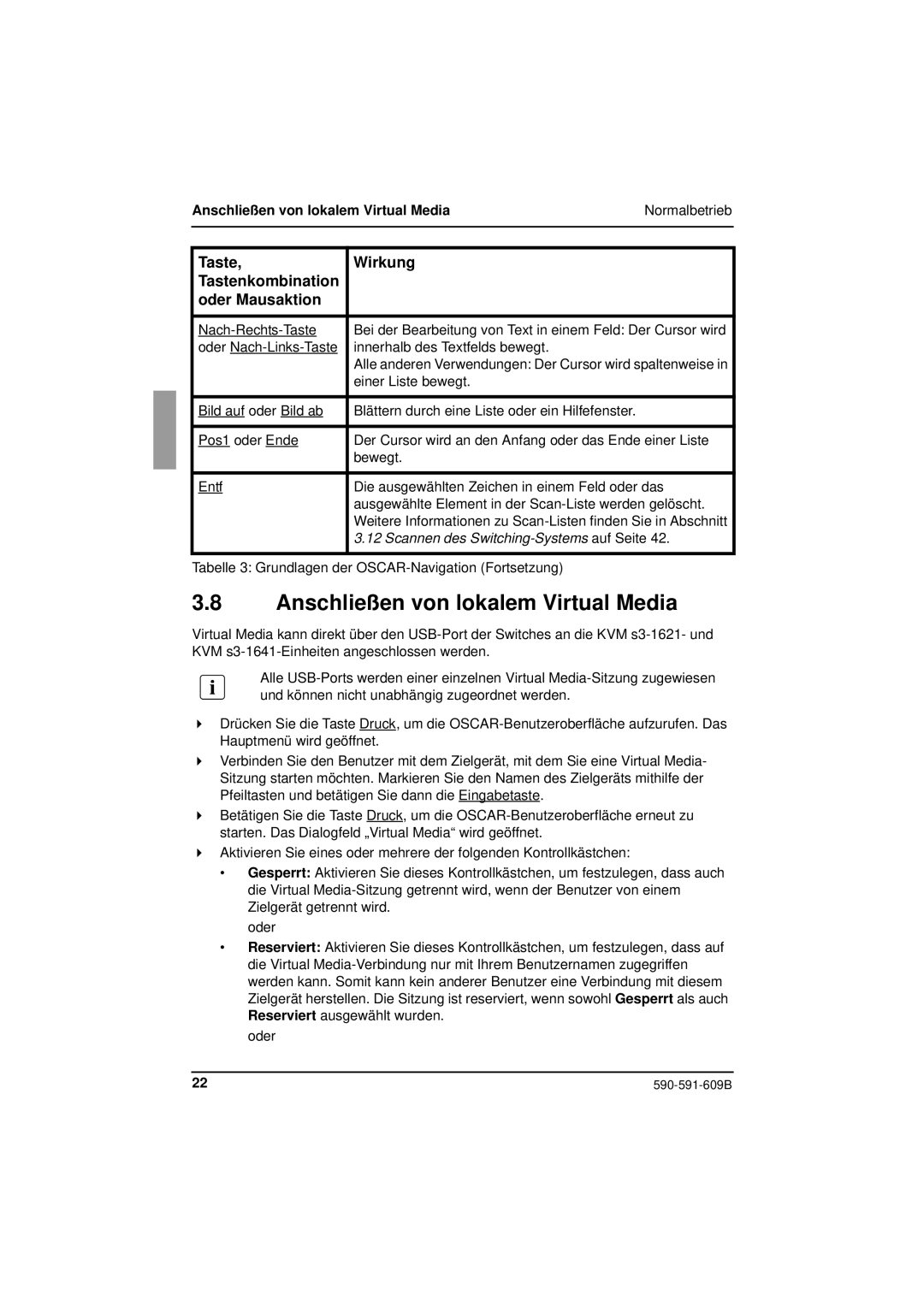 Siemens KVM series 3-1621 manual Anschließen von lokalem Virtual MediaNormalbetrieb 