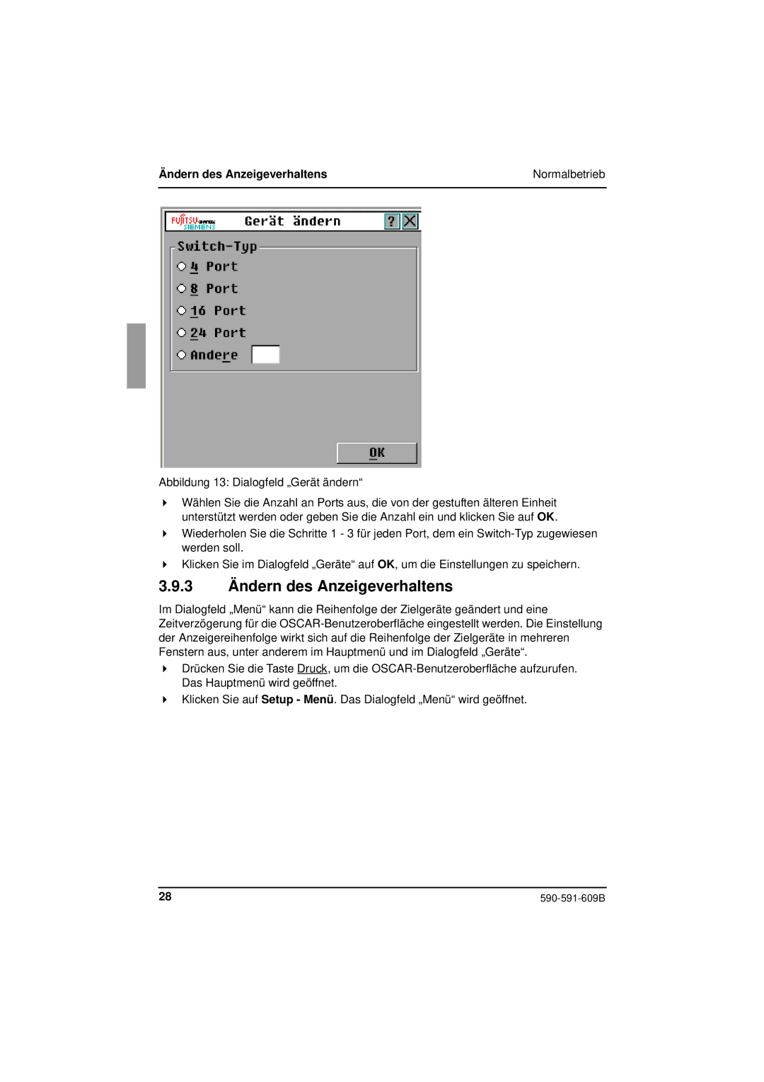 Siemens KVM series 3-1621 manual 3 Ändern des Anzeigeverhaltens 