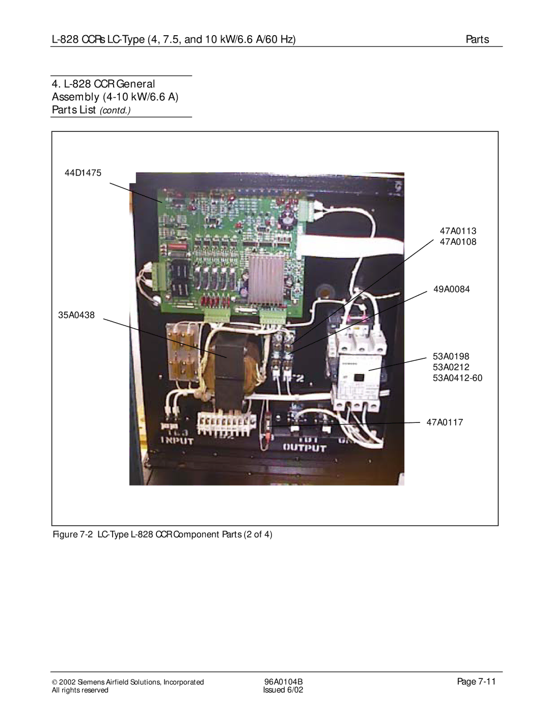 Siemens manual LC-Type L-828 CCR Component Parts 2 