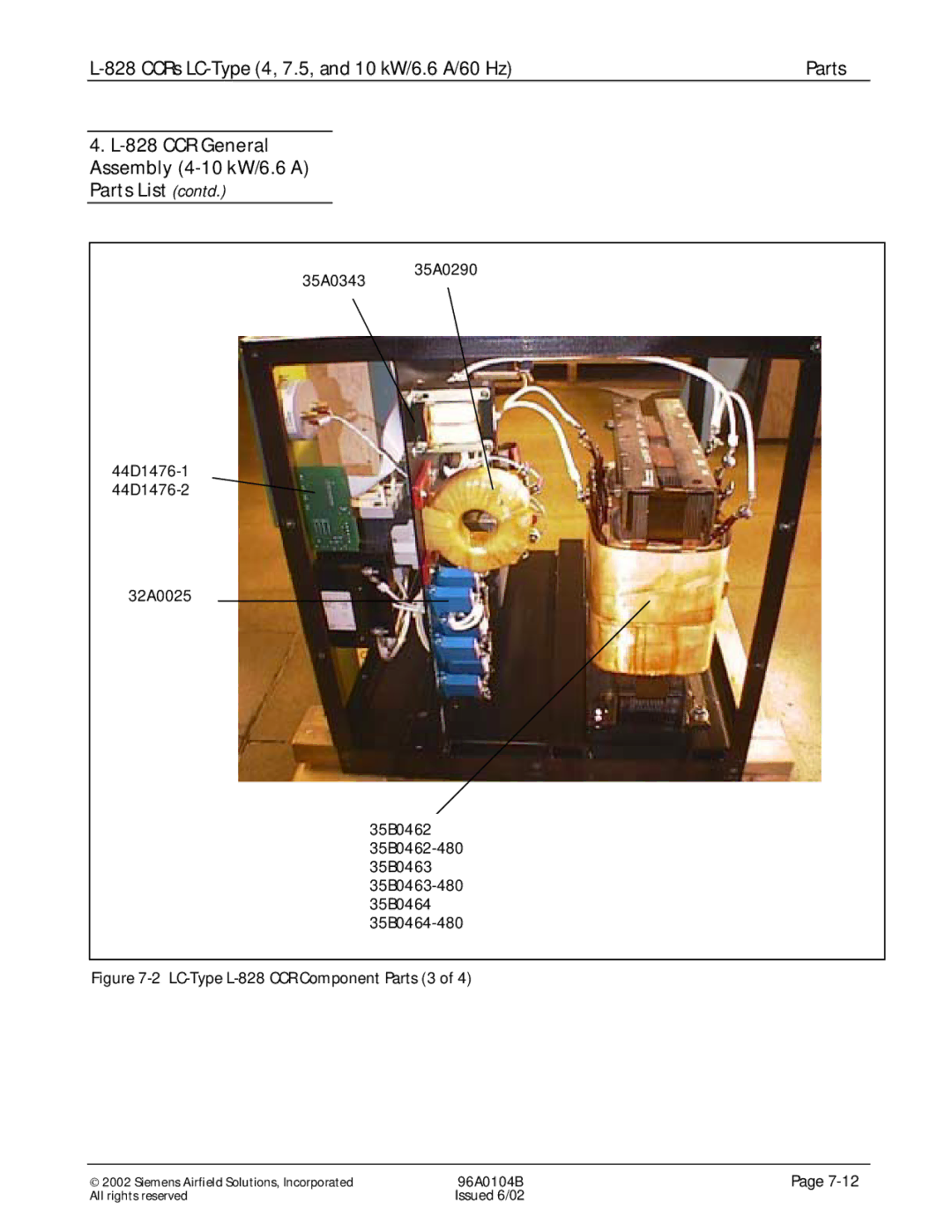 Siemens manual LC-Type L-828 CCR Component Parts 3 