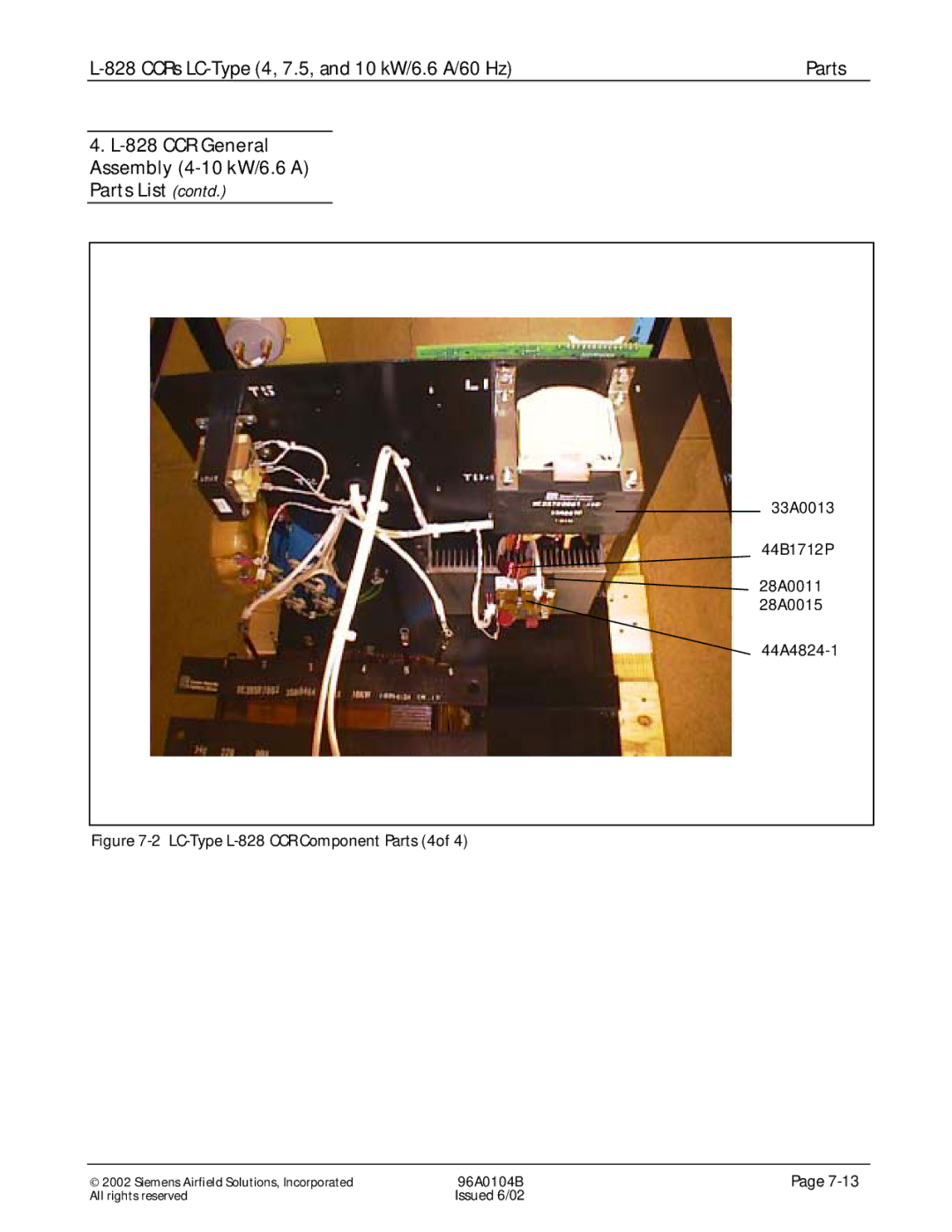 Siemens manual LC-Type L-828 CCR Component Parts 4of 