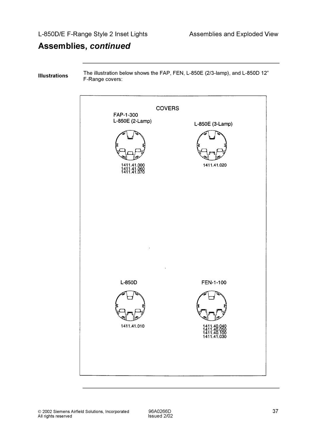 Siemens L-850D/E F-Range Style 2 Inset Lights manual Illustrations 