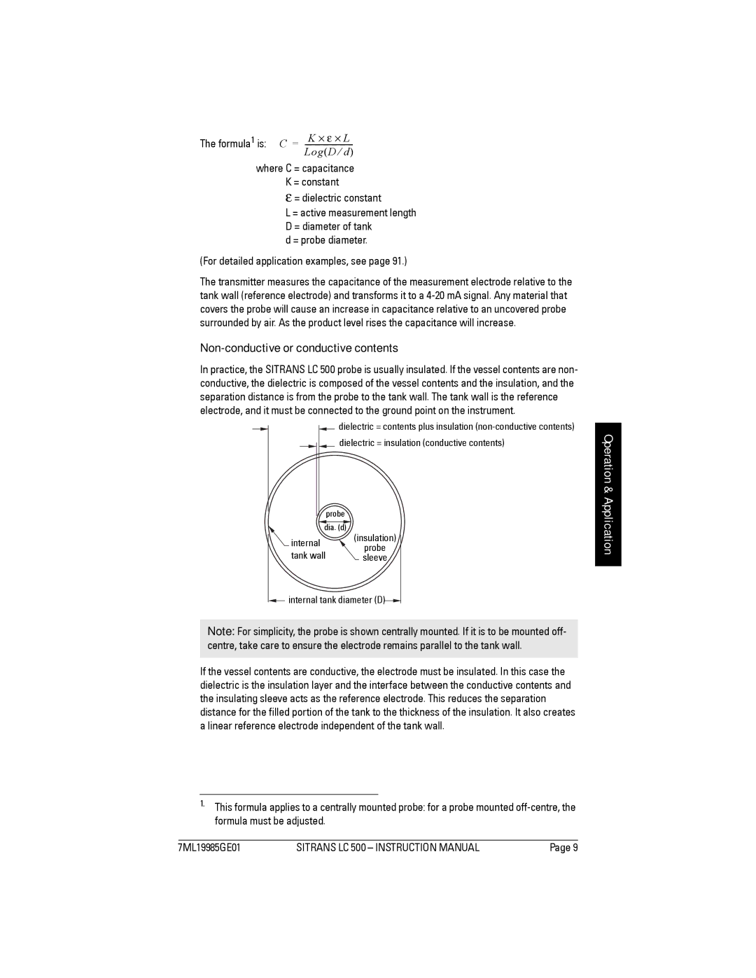 Siemens Sitrans, LC 500 instruction manual Non-conductive or conductive contents 