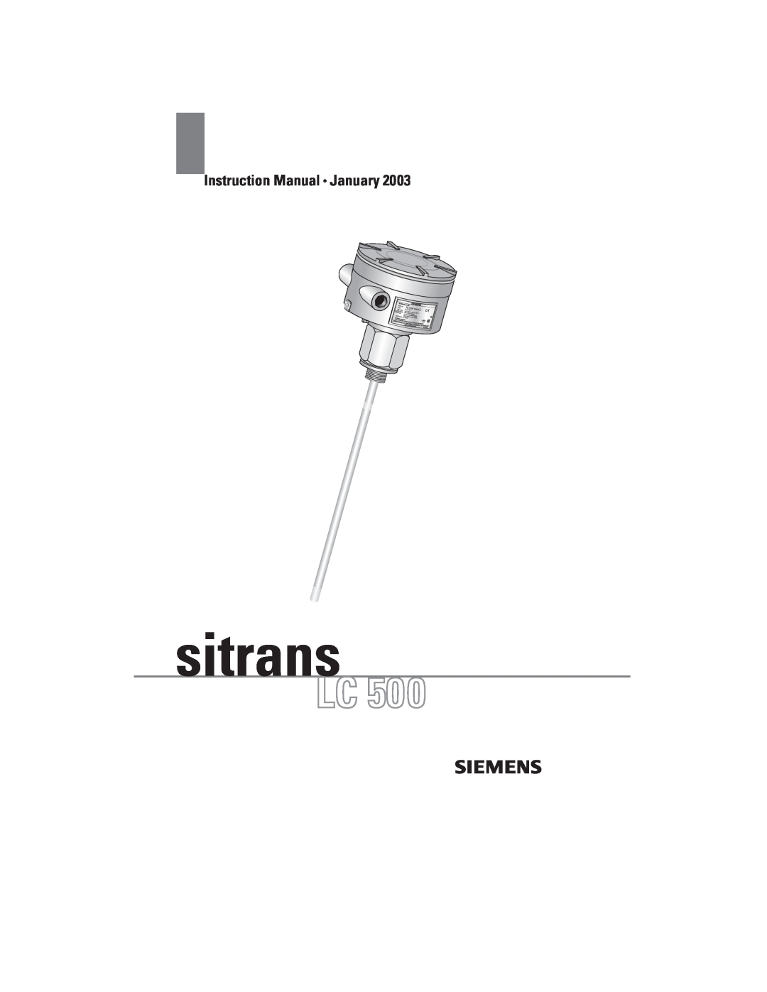 Siemens Sitrans, LC 500 instruction manual sitrans, Instruction Manual January 