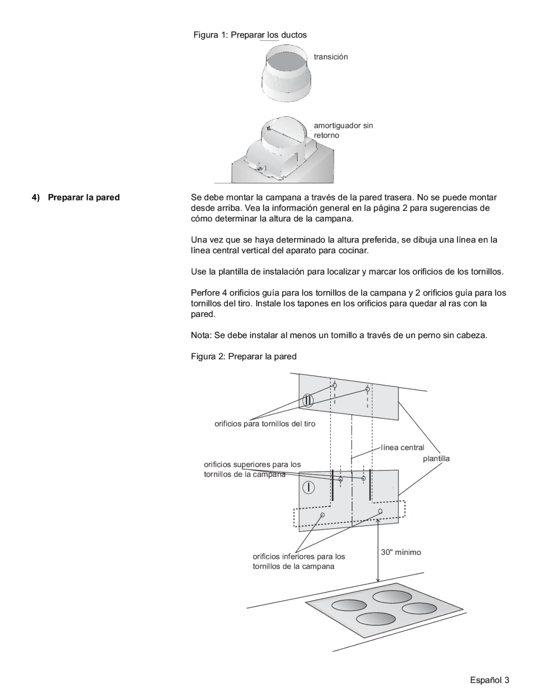 Siemens LC479050UC installation manual Figura 1 Preparar los ductos, Preparar la pared 