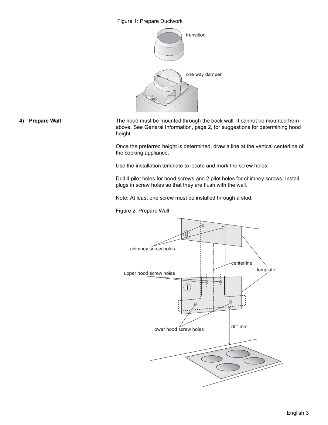 Siemens LC479050UC installation manual Prepare Wall, Plugs in screw holes so that they are flush with the wall 