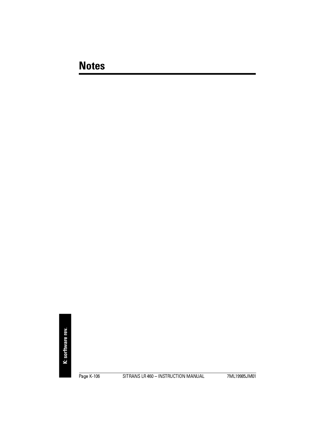 Siemens LR 460 instruction manual Sorftware rev, K-106 