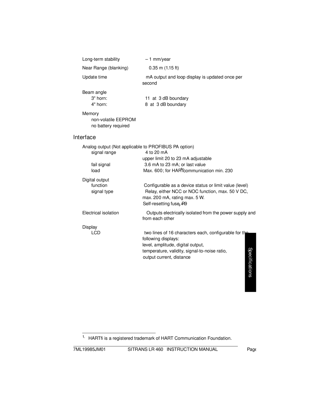 Siemens LR 460 instruction manual Interface 