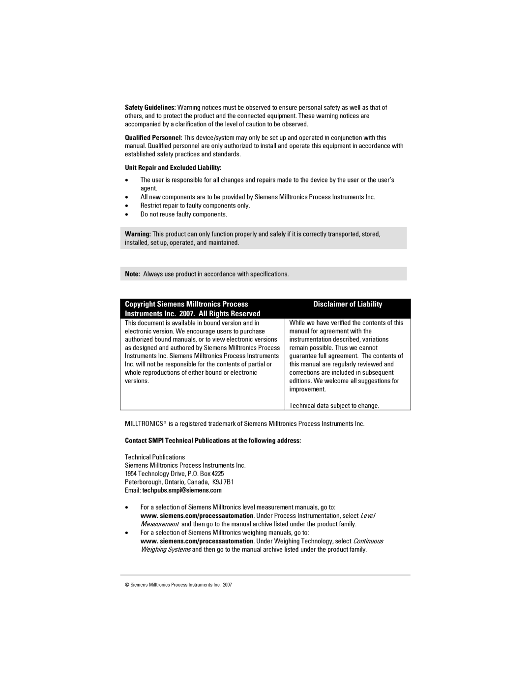 Siemens LR 460 instruction manual Contact Smpi Technical Publications at the following address 