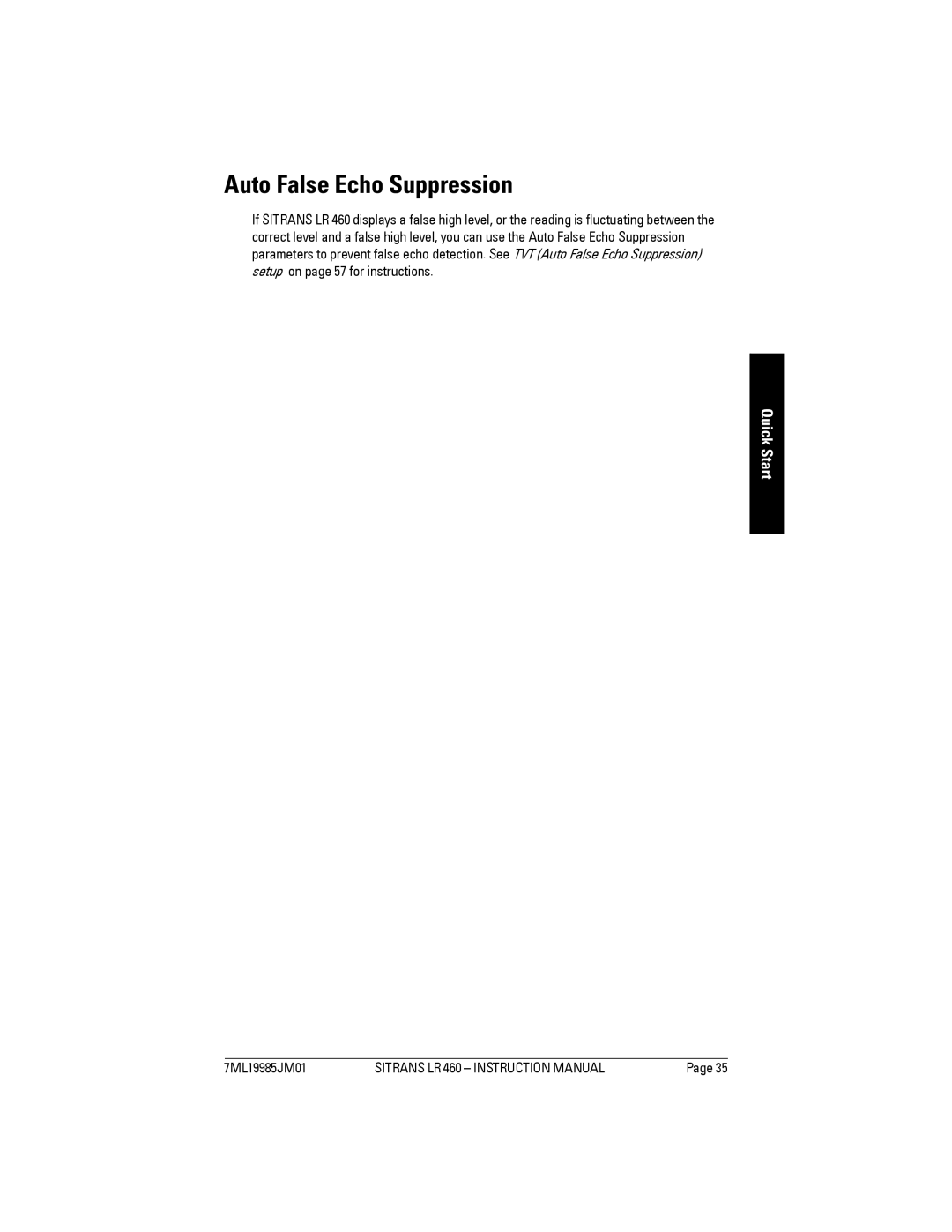 Siemens LR 460 instruction manual Auto False Echo Suppression 