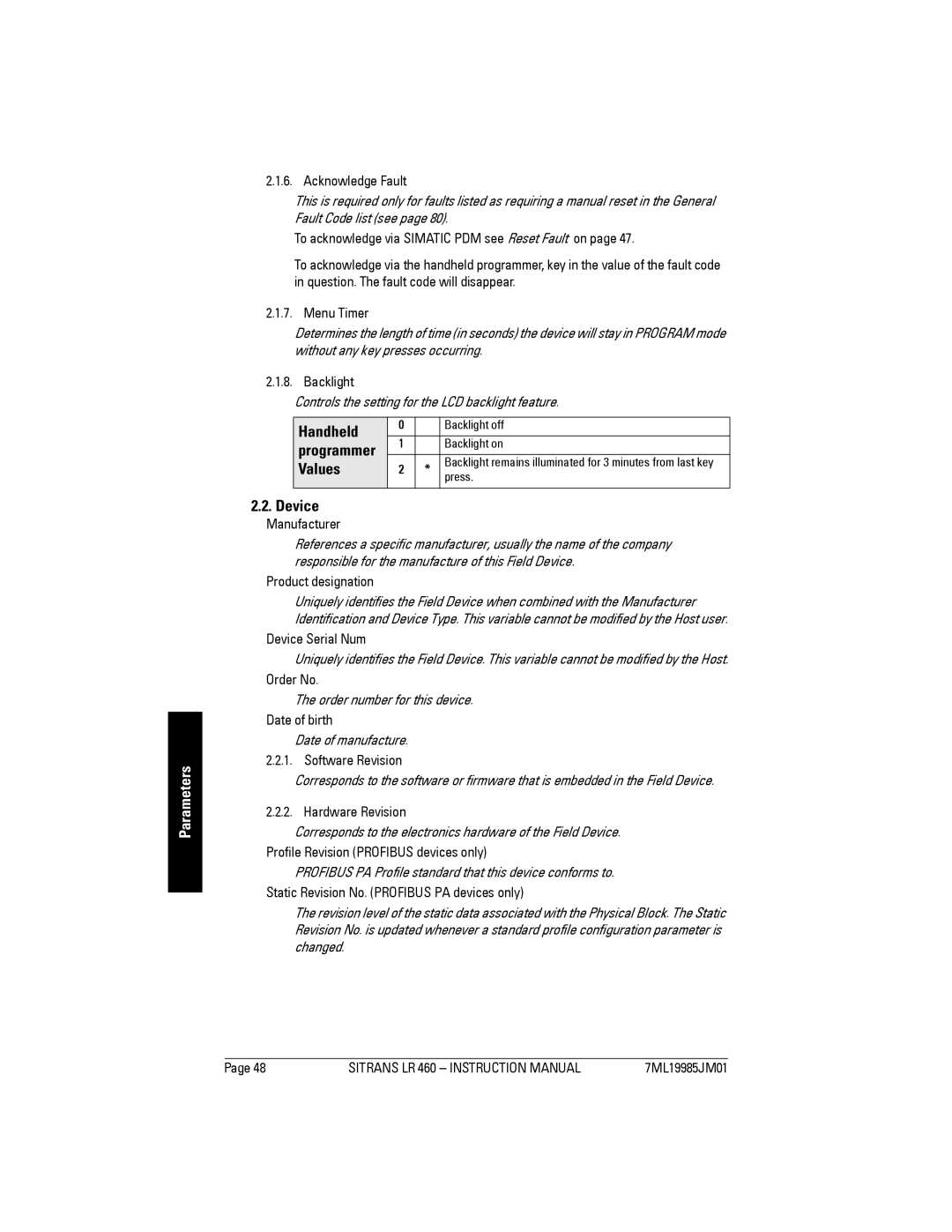 Siemens LR 460 instruction manual Handheld, Device, Programmer 