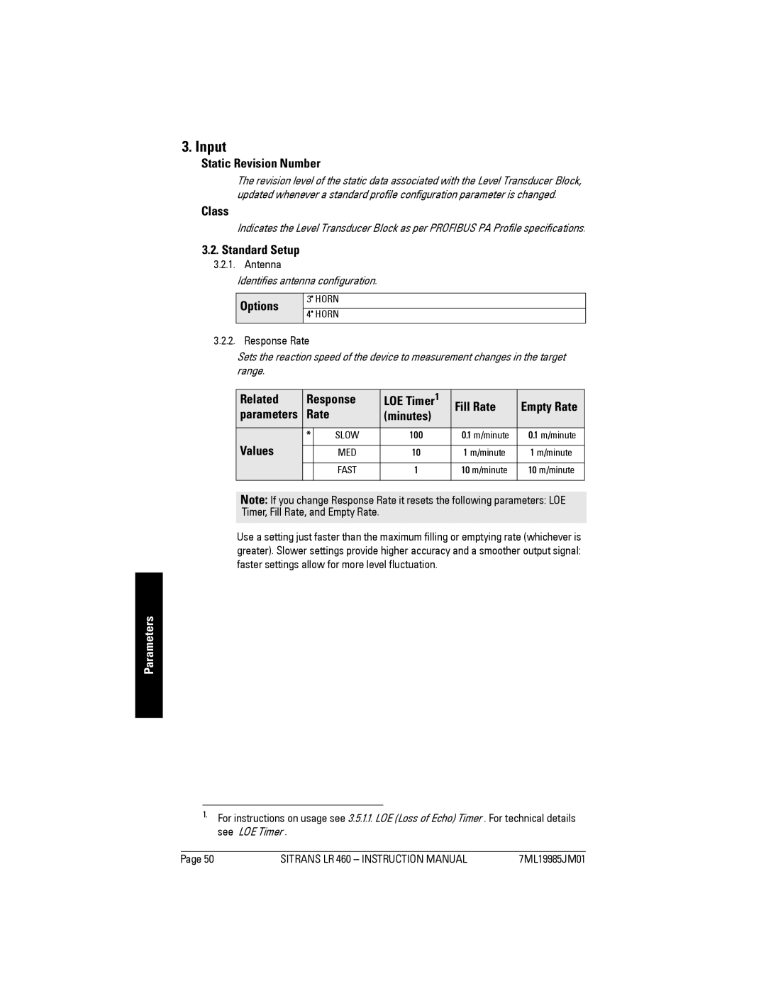 Siemens LR 460 instruction manual Input 