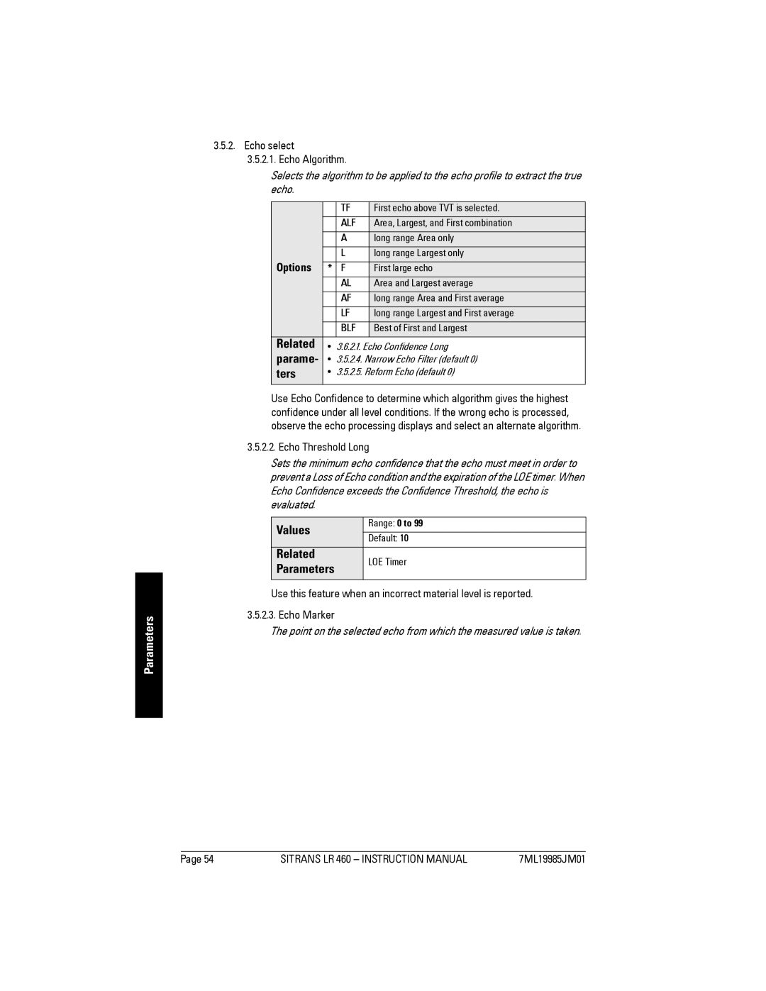 Siemens LR 460 instruction manual Related, Ters, Parameters 