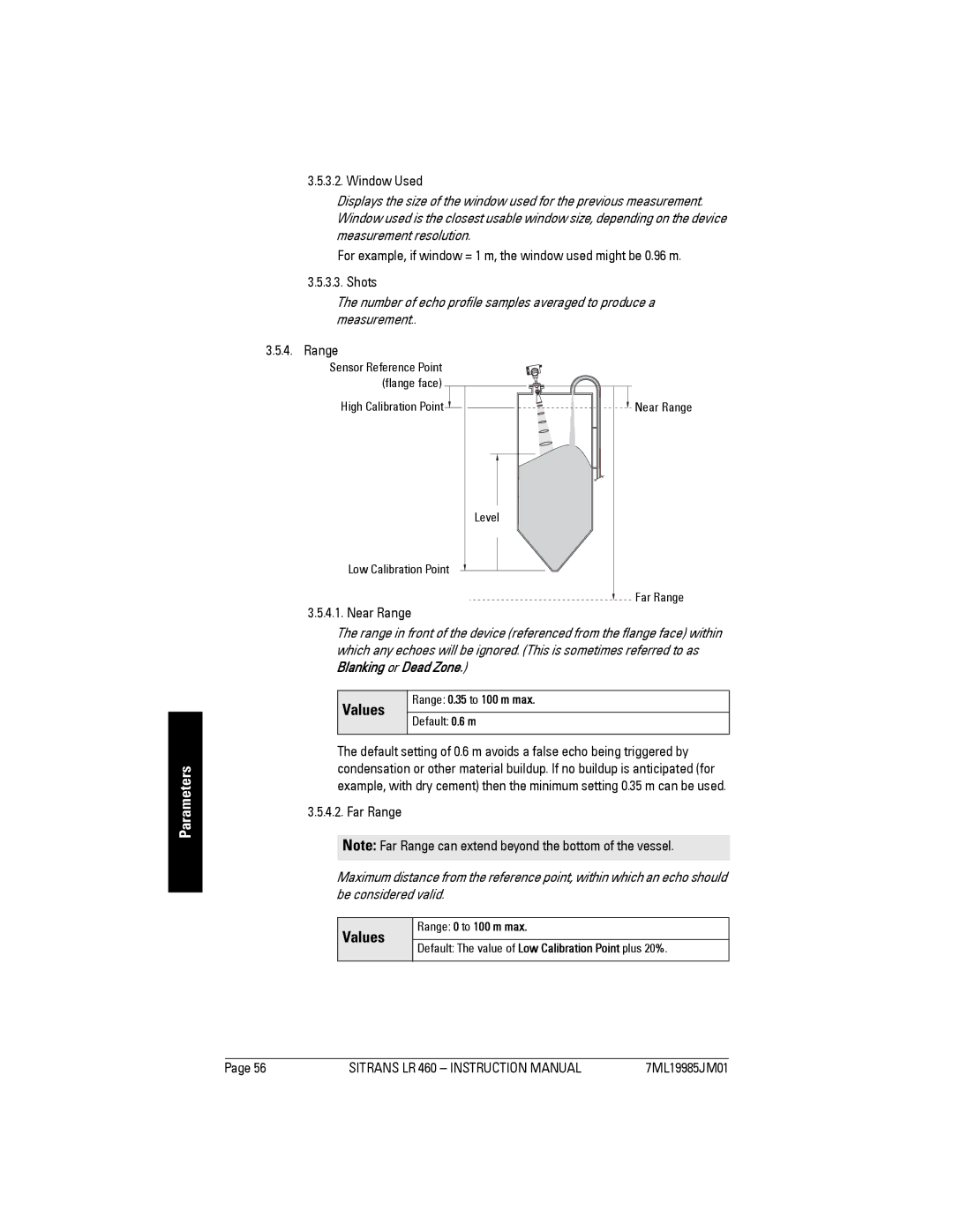 Siemens LR 460 instruction manual Window Used, Near Range, Far Range 