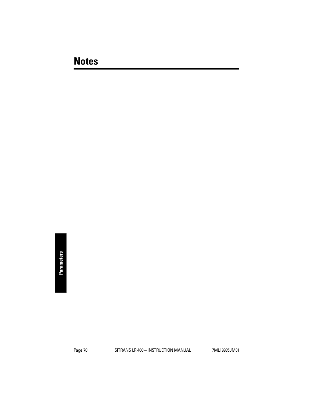 Siemens LR 460 instruction manual Parameters 