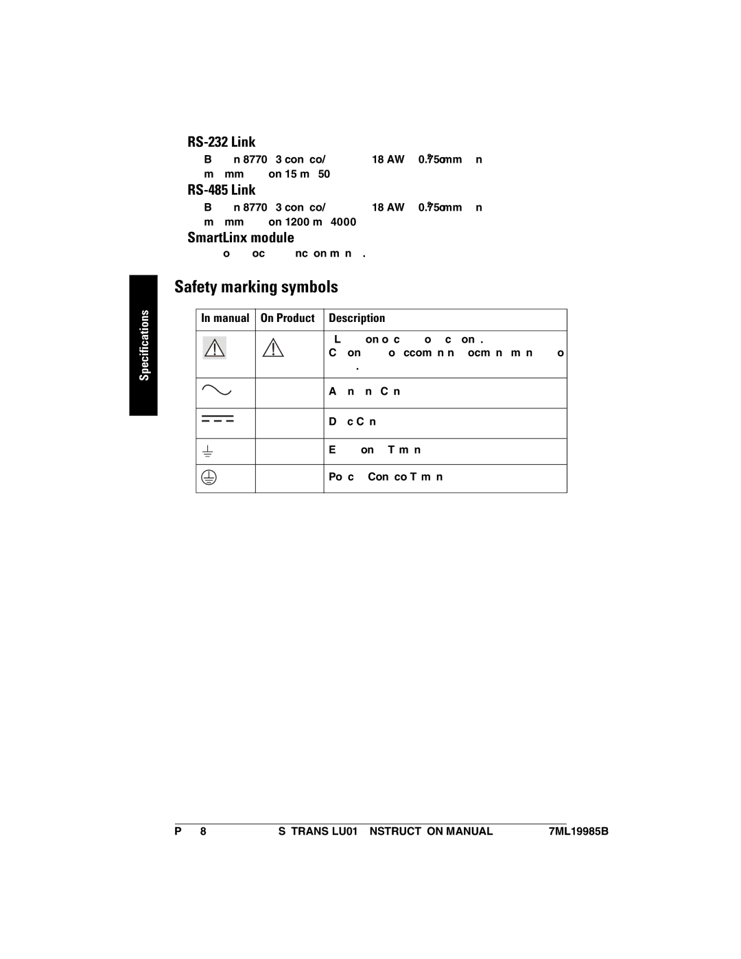 Siemens LU01 instruction manual Safety marking symbols, Manual On Product Description 