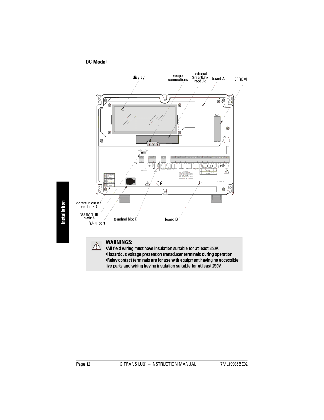 Siemens LU01 instruction manual DC Model, TB1 