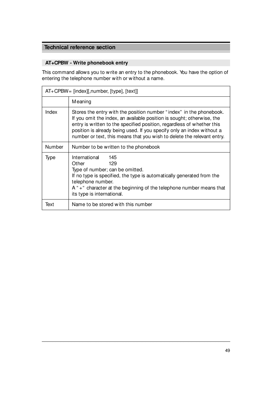 Siemens M1 manual AT+CPBW Write phonebook entry 