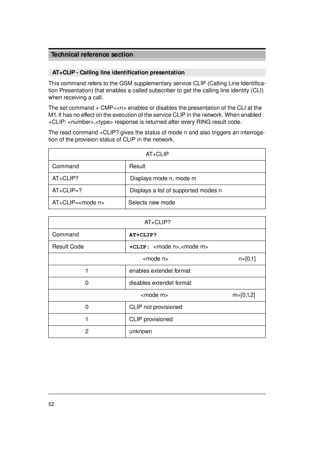 Siemens M1 manual AT+CLIP Calling line identification presentation, At+Clip?, At+Clip=? 