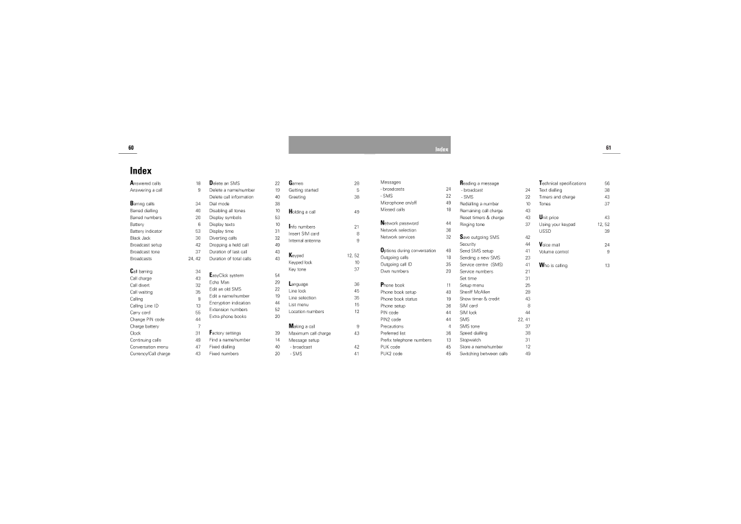 Siemens M30 manual Index 