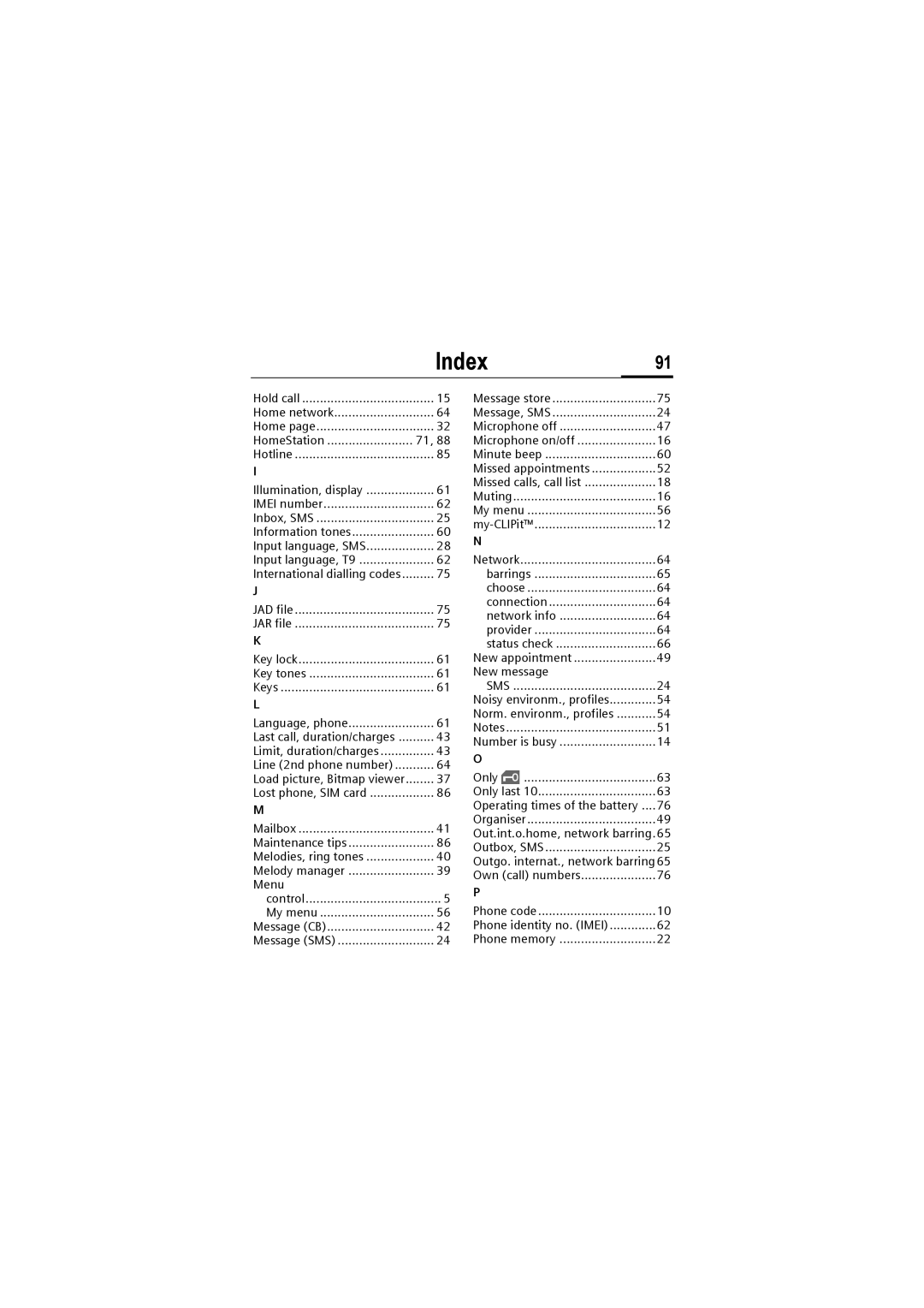 Siemens M50 manual Index91 